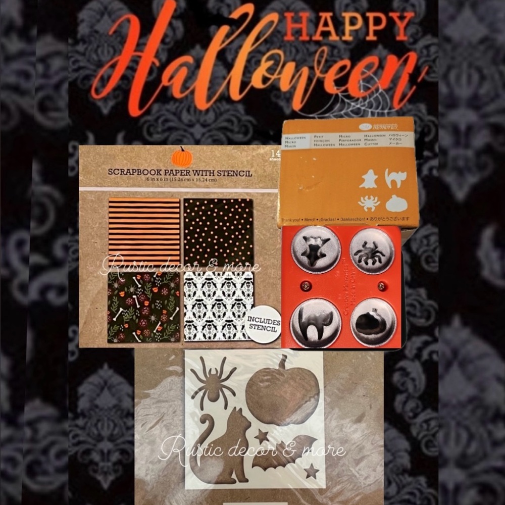 Halloween Scrapbook Crafting Paper & Punch Set
